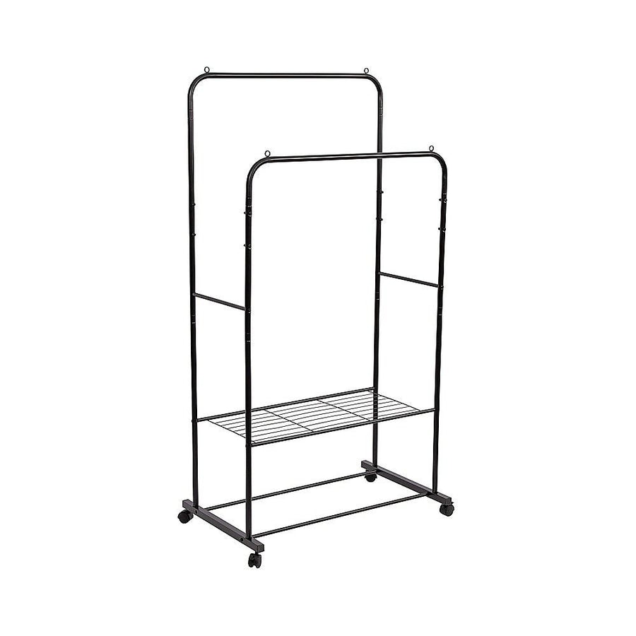 Double Clothes Rack Metal Garment Rail 80x154cm Heavy Duty Hanging Shelf Storage Organiser
