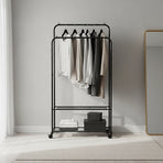 Double Clothes Rack Metal Garment Rail 80x154cm Heavy Duty Hanging Shelf Storage Organiser