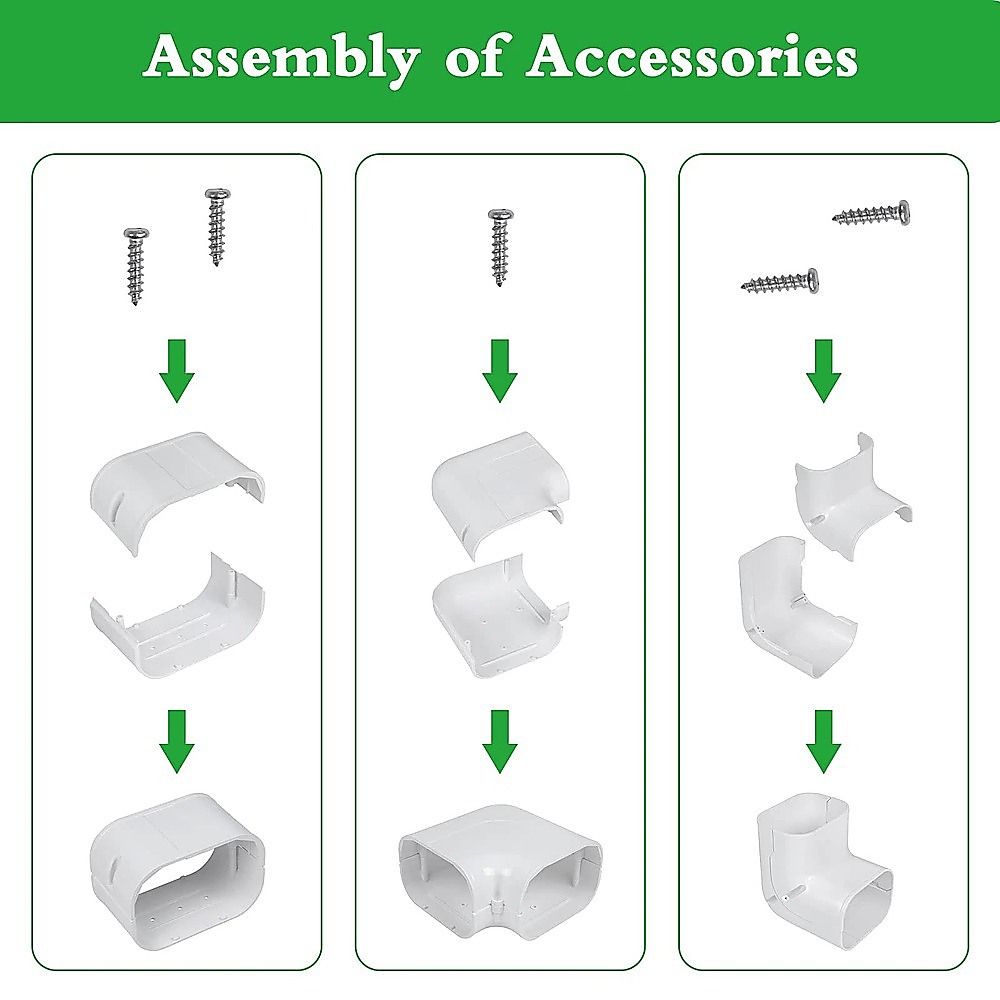 4.8m Mini Split AC Line Set Cover Kit PVC Duct for Central Air Conditioner Installation