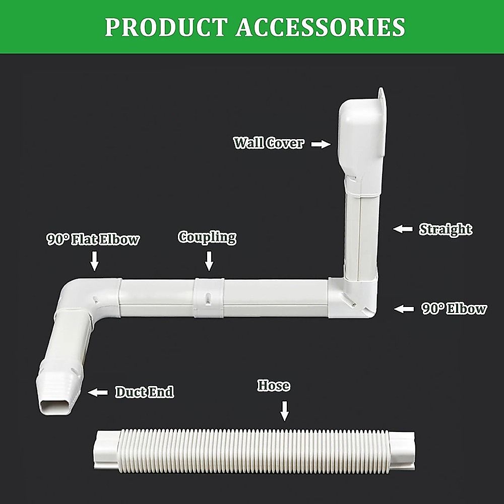 4.8m Mini Split AC Line Set Cover Kit PVC Duct for Central Air Conditioner Installation