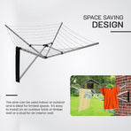 24m Folding Dryer for Laundry and Washing Wall Mounted 5 Arm Clothes Airer Space Saving Design