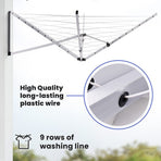 24m Folding Dryer for Laundry and Washing Wall Mounted 5 Arm Clothes Airer Space Saving Design