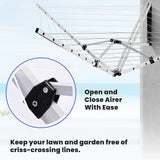 24m Folding Dryer for Laundry and Washing Wall Mounted 5 Arm Clothes Airer Space Saving Design - Rear View