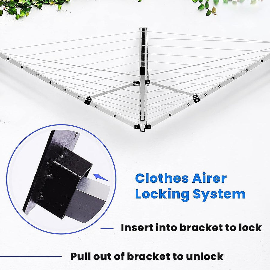 24m Folding Dryer for Laundry and Washing Wall Mounted 5 Arm Clothes Airer Space Saving Design