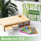 Bamboo Cutting Board Set with Graters and Containers Food Prep Station for Kitchen Organisation - Side View