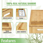 Bamboo Cutting Board Set with Graters and Containers Food Prep Station for Kitchen Organisation
