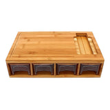 Bamboo Cutting Board Set with Graters and Containers Food Prep Station for Kitchen Organisation