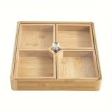 Square Bamboo Snack Serving Tray – Eco-Friendly Platter for Fruit, Cheese & Appetisers - Front View