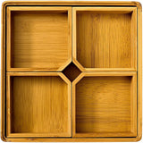 Square Bamboo Snack Serving Tray – Eco-Friendly Platter for Fruit, Cheese & Appetisers - Top-Down View