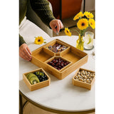 Square Bamboo Snack Serving Tray – Eco-Friendly Platter for Fruit, Cheese & Appetisers - 45-Degree Angle