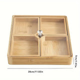 Square Bamboo Snack Serving Tray – Eco-Friendly Platter for Fruit, Cheese & Appetisers - Rear View