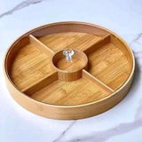 Round Bamboo Snack Serving Tray – Eco-Friendly Platter for Fruit, Cheese & Appetisers - Top-Down View