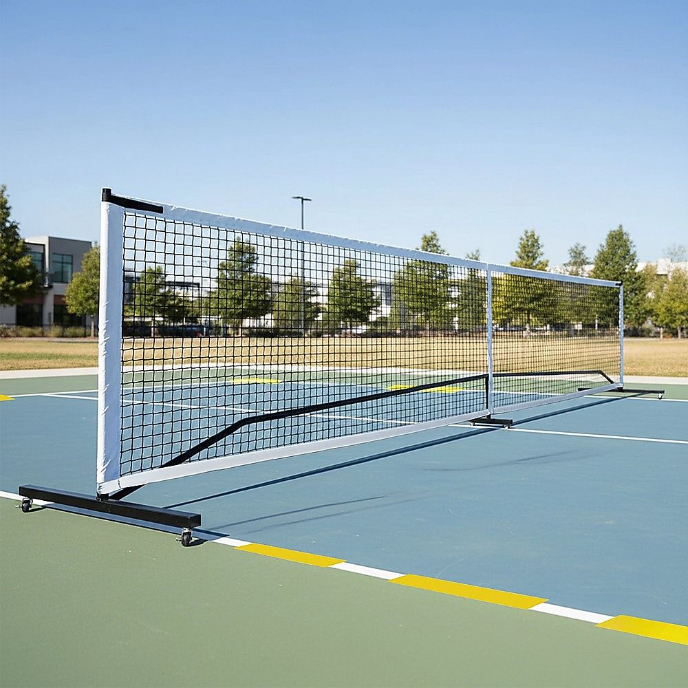 Portable 6.7m Pickleball Net Set – Heavy Duty Metal Frame with Wheels