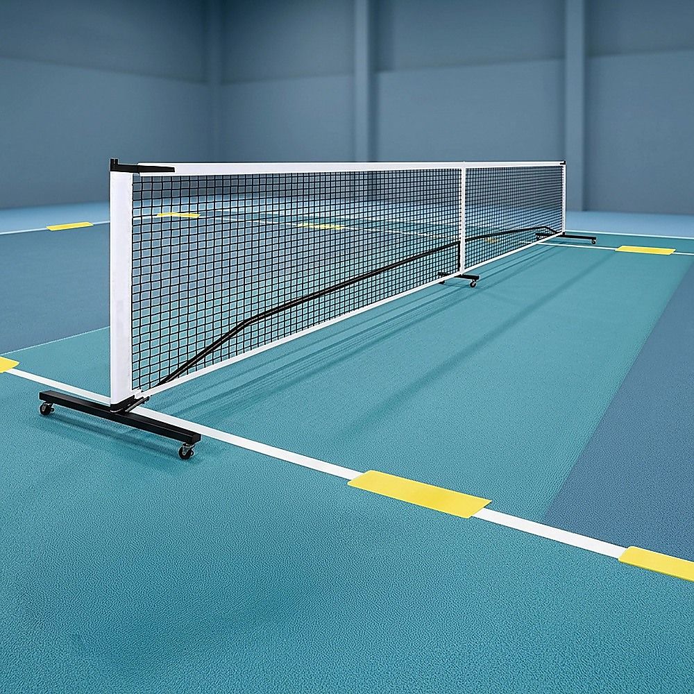 Portable 6.7m Pickleball Net Set – Heavy Duty Metal Frame with Wheels