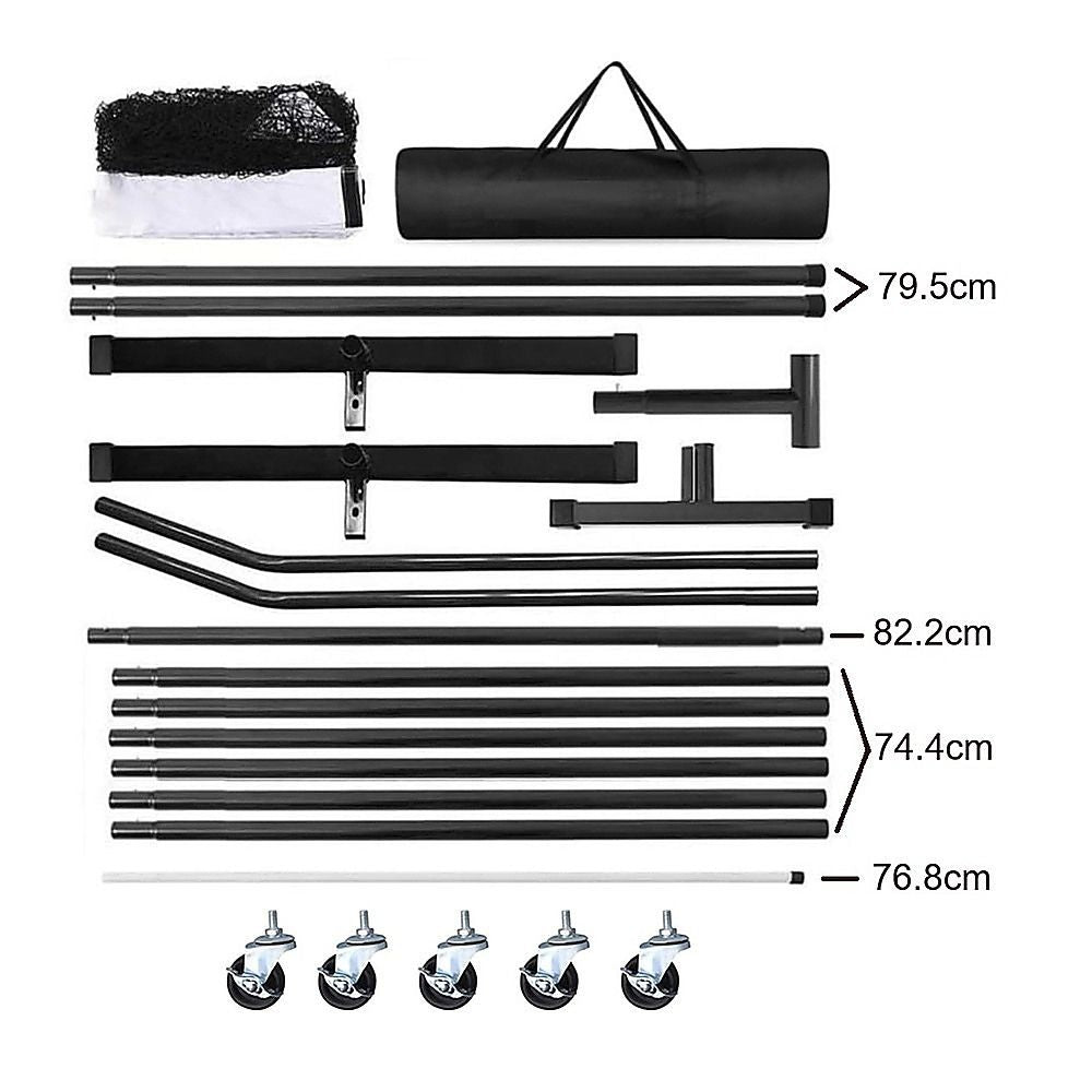 Portable 6.7m Pickleball Net Set – Heavy Duty Metal Frame with Wheels