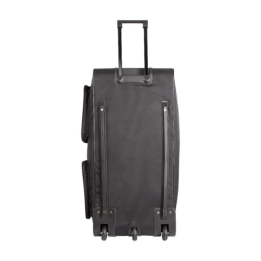 Large Black Wheeled Travel Duffle Bag Rolling Luggage Trolley for Sports and Getaways