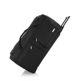 Large Black Wheeled Travel Duffle Bag – Rolling Luggage Trolley - Side View