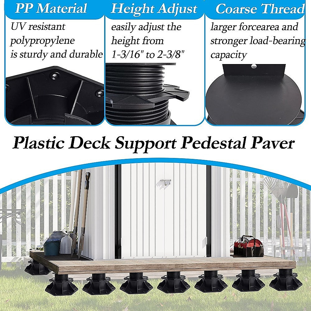 12 Pack Adjustable Deck Support Pedestals Deck Foundation Bases for Raised Outdoor Flooring