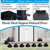 12 Pack Adjustable Deck Support Pedestals Deck Foundation Bases for Raised Outdoor Flooring