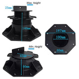 12 Pack Adjustable Deck Support Pedestals Deck Foundation Bases for Raised Outdoor Flooring