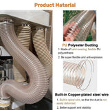 2m PU Flexible Ducting Hose – Clear Ventilation & Dust Extraction Tube for Woodworking & Fume Control - 45-Degree Angle