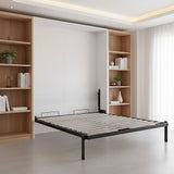 Double Wall Bed in White Gloss – Space Saving Murphy Bed Kit with Silver Door Handle