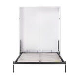 Double Wall Bed in White Gloss – Space Saving Murphy Bed Kit with Silver Door Handle - Extra Image