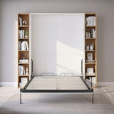 Double Wall Bed in White Gloss – Space Saving Murphy Bed Kit with Silver Door Handle - Extra Image