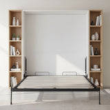 Double Wall Bed in White Gloss – Space Saving Murphy Bed Kit with Black Door Handle - Side View