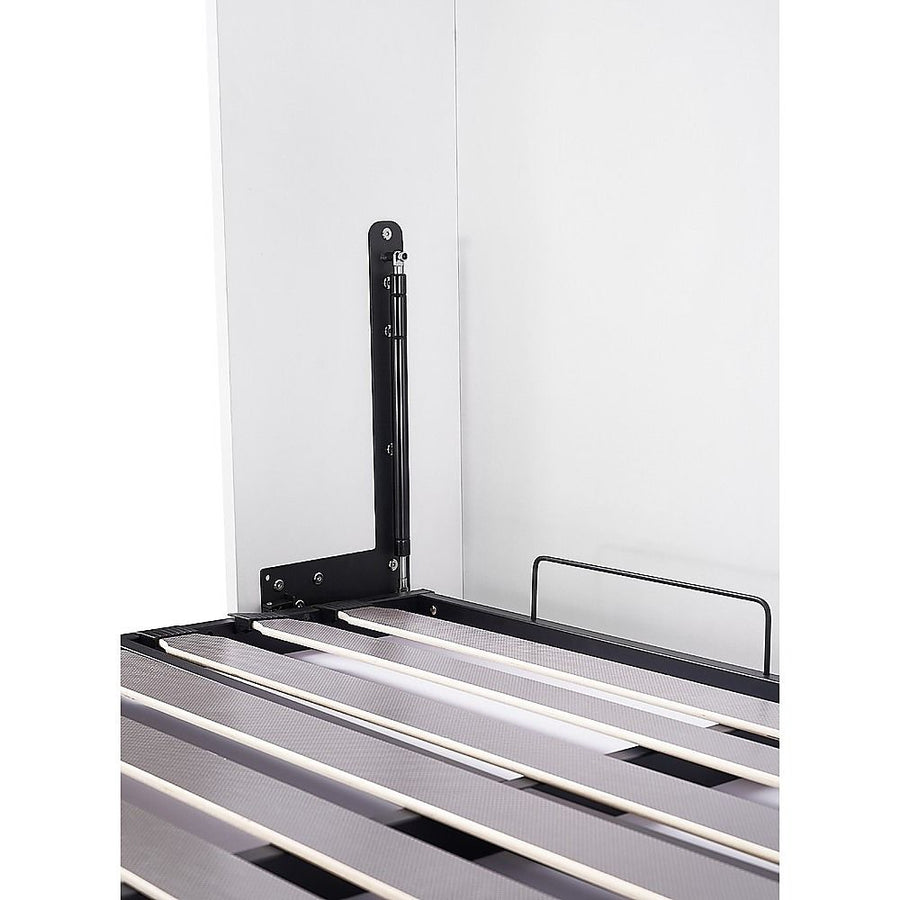 Double Wall Bed in White Gloss – Space Saving Murphy Bed Kit with Black Door Handle