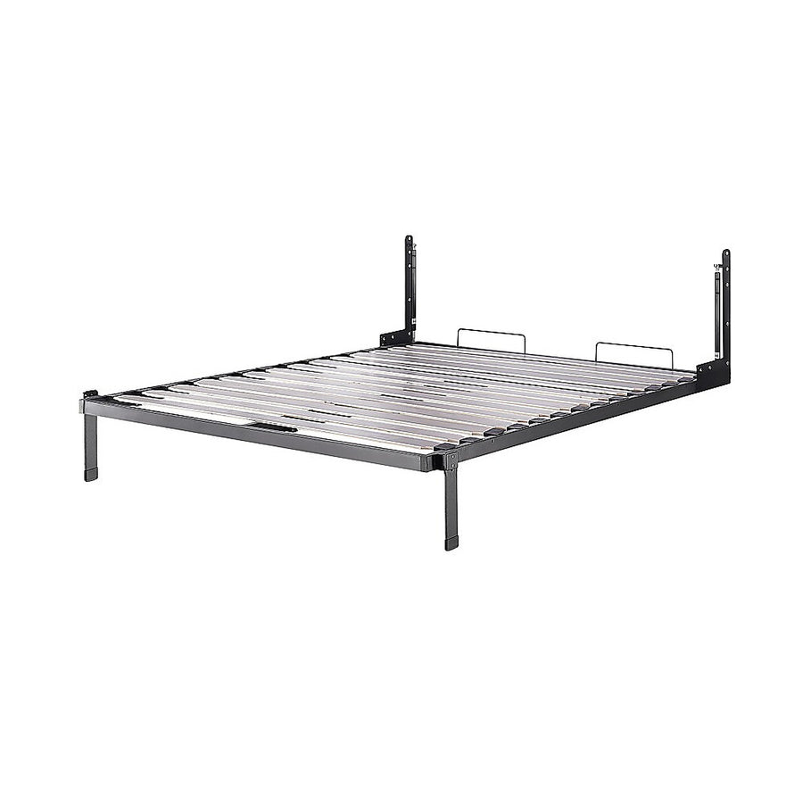 Queen Wall Bed in White Gloss – Space Saving Murphy Bed Kit with Black Door Handle