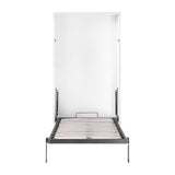 Single Wall Bed in White Gloss – Space Saving Murphy Bed Kit with Black Door Handle