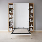 Single Wall Bed in White – Space Saving Murphy Bed Kit with Silver Door Handle