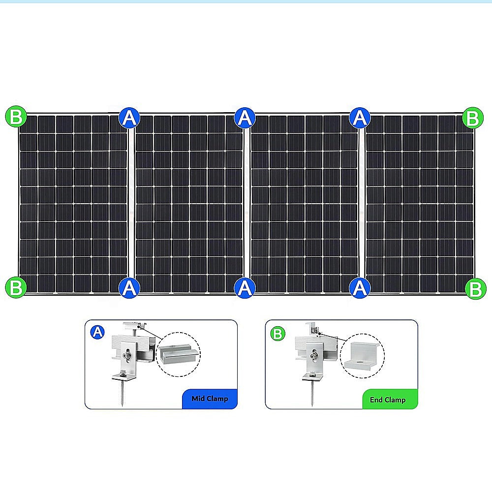 Solar Panel Roof Mount Kit – Universal Clamps & Brackets Set for Secure Solar Installation