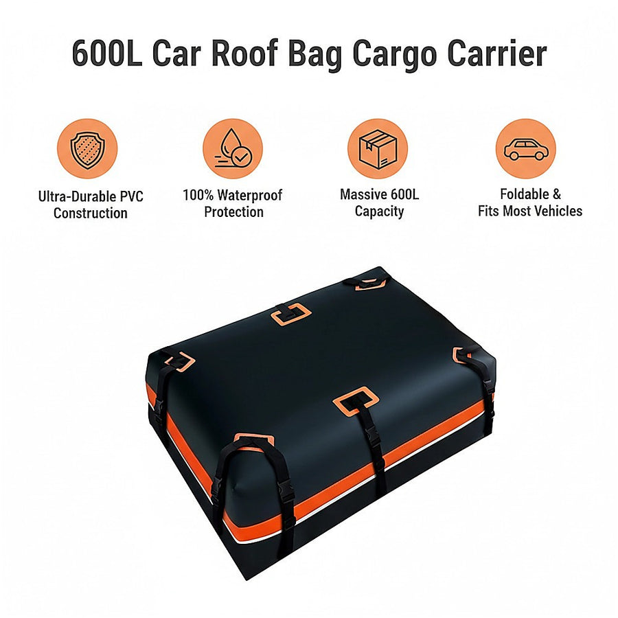600L Car Roof Bag Cargo Carrier – Large Waterproof Rooftop Luggage Rack Storage