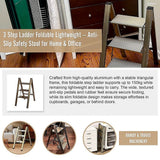 3 Step Ladder Foldable Lightweight – Anti-Slip Safety Stool for Home & Office