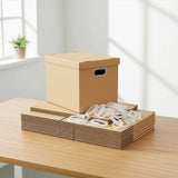 10Pcs Corrugated Cardboard Storage Boxes – Multi-Purpose Organising Cartons - Rear View