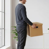 10Pcs Corrugated Cardboard Storage Boxes – Multi-Purpose Organising Cartons - Front View