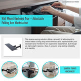 Wall Mount Keyboard Tray – Adjustable Folding Arm Workstation - Close-Up Angle