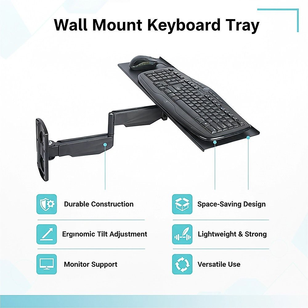 Wall Mount Keyboard Tray – Adjustable Folding Arm Workstation