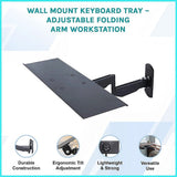 Wall Mount Keyboard Tray – Adjustable Folding Arm Workstation