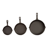 Chef Cast Iron Frying Pan Set – 3PCS Skillet, Grill & Oven Cookware for Home Cooking - Top-Down View