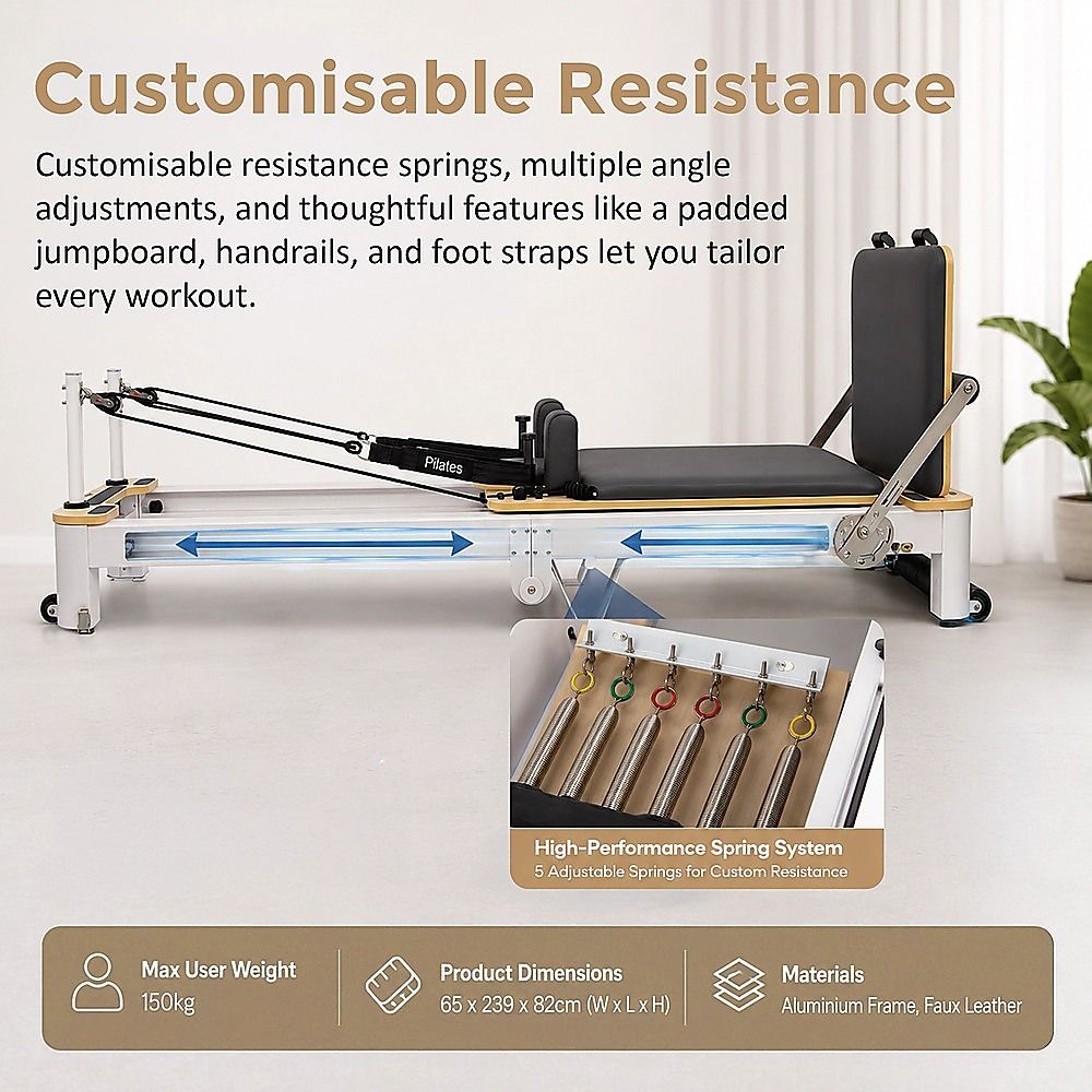 Folding Pilates Reformer Machine – Home Workout Bed for Full Body Fitness Training
