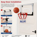 Indoor Mini Basketball Hoop Set – Door Mounted Backboard Kit with Ring & Ball