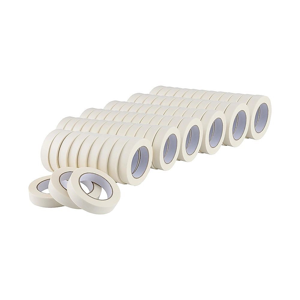 72 x White Masking Tape Rolls – 24mm x 50m Painters Adhesive Tape for Painting
