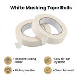72 x White Masking Tape Rolls – 24mm x 50m Painters Adhesive Tape for Painting