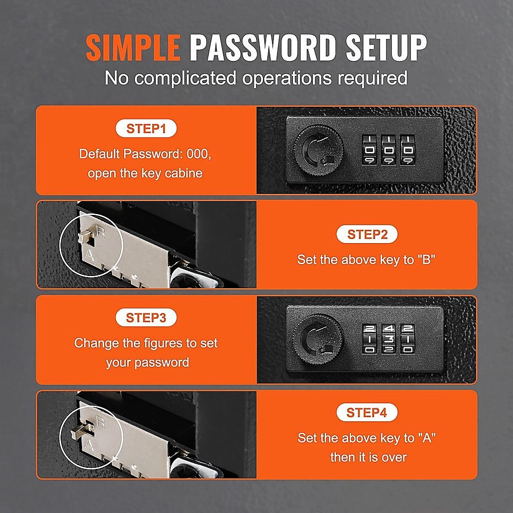 48-Key Cabinet Key Safe with Combination Lock & Keys – Wall Mounted Storage