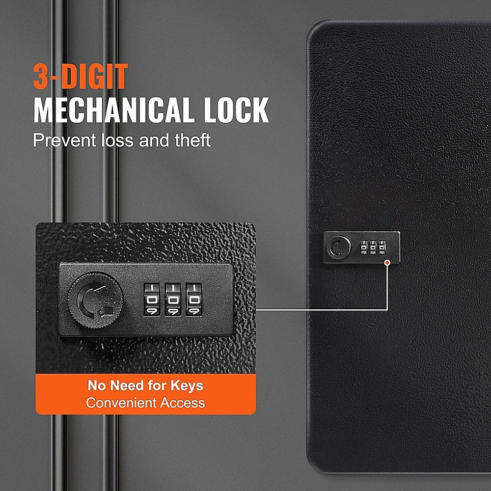 48-Key Cabinet Key Safe with Combination Lock & Keys – Wall Mounted Storage