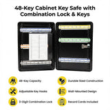 48-Key Cabinet Key Safe with Combination Lock & Keys – Wall Mounted Storage