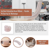 5m Dust Extraction Hose 100mm – Flexible PU Ducting for Workshops